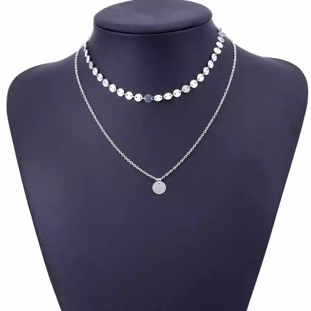 SILVER Mel ♡ Layered Choker Necklace - Picture 1 of 5